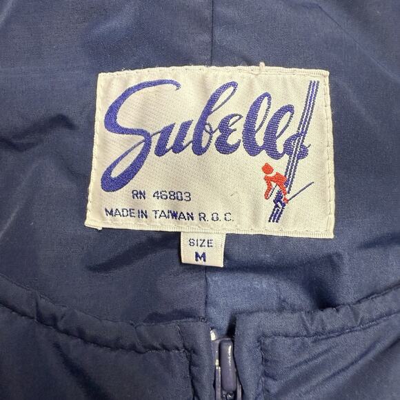 VTG Subello Ski Bib Mens Medium Navy Blue Snow Pants Overalls Snowboard 1980s - Picture 2 of 10
